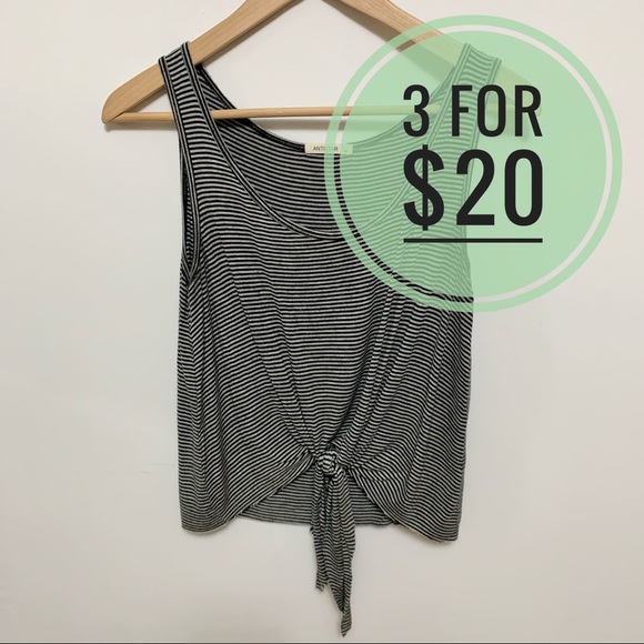 Antistar Tops - 3/$20 Antistar Striped Tank Top with Front Tie